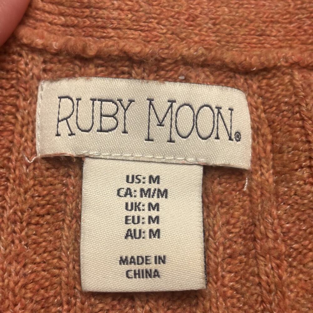 Ruby Moon Burnt Orange Long Cardigan Duster Pockets Lagenlook M - Picture 4 of 14